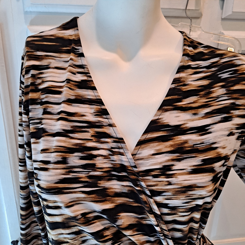 Calvin Klein Collection Women's Wrap Blouse - Black and Brown - Picture 2 of 5
